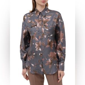 Brunello Cucinelli oversized floral blouse silk
